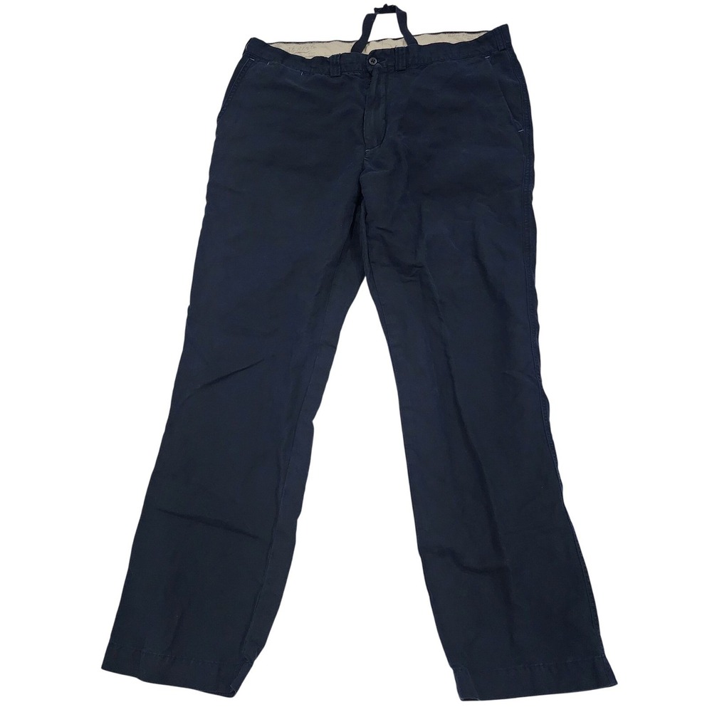 Polo by Ralph Lauren Pants Trousers Mens 38x32 Navy Blue Chino Flat Front Work